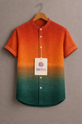 Line Combination Fan-shaped Decorative Pattern Casual Cotton And Linen Polo
