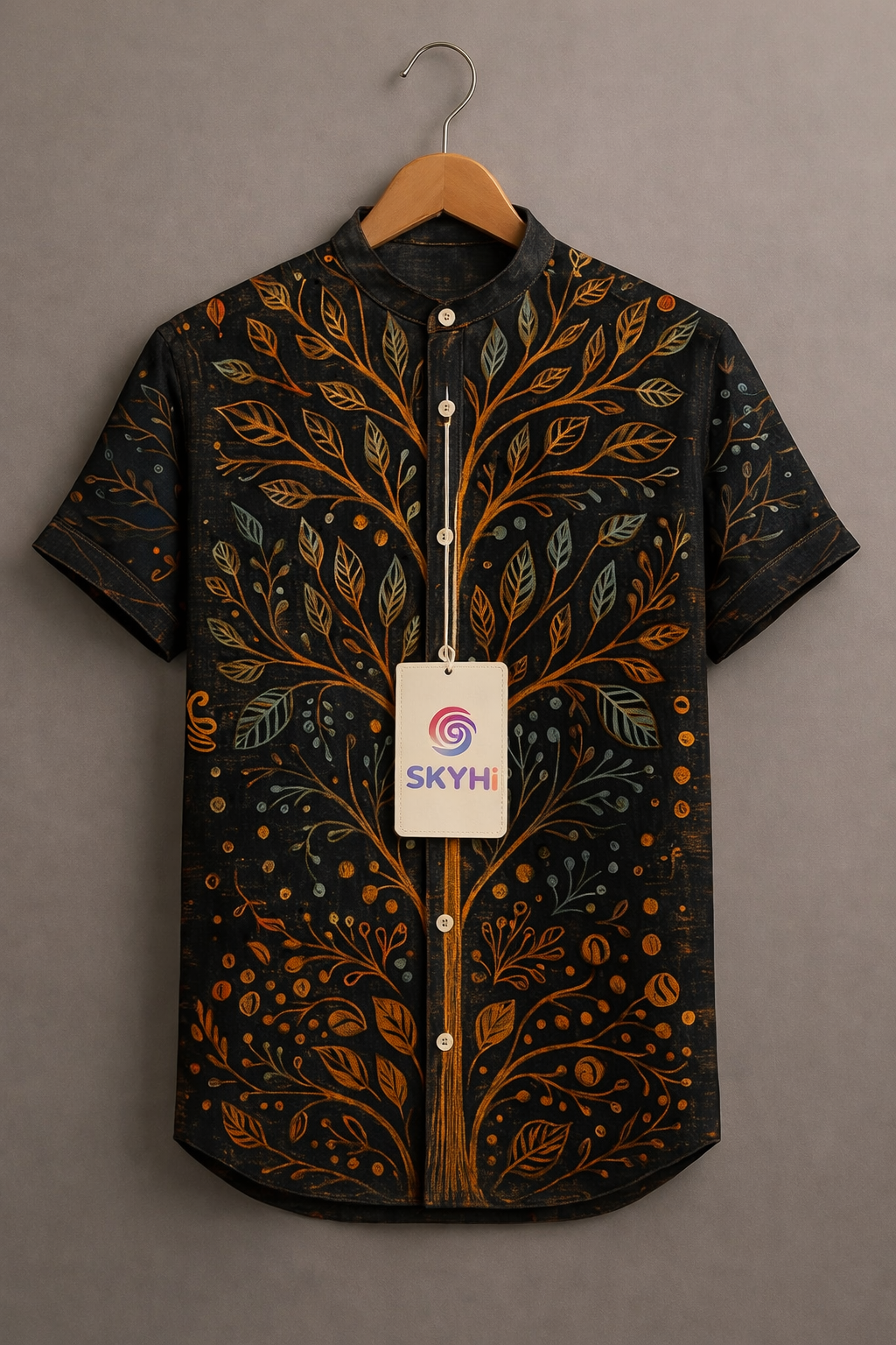 Men's Ethnic Totem Tree Of Life Art Linen Blend Comfy Shirt