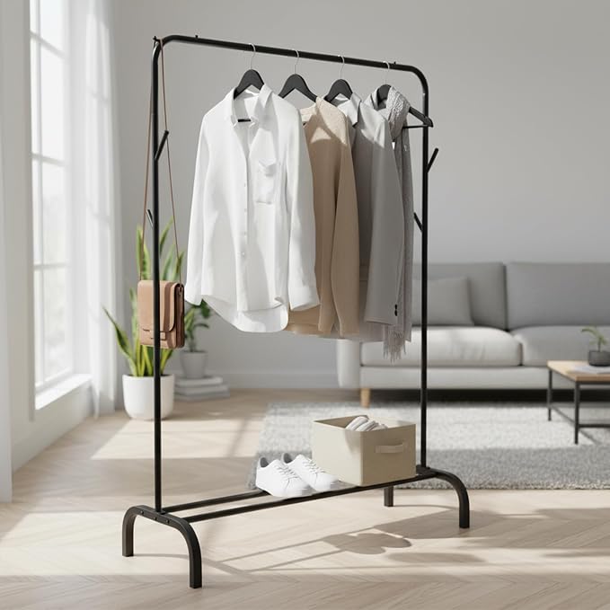 Metal Clothes Rack Stand with Bottom Shoe Shelf