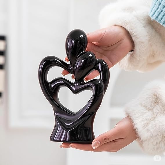Ceramic Heart Shape Romantic Couple Statue