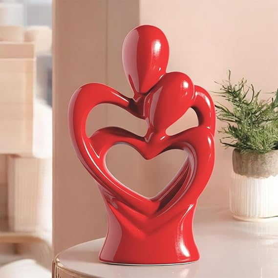 Ceramic Heart Shape Romantic Couple Statue