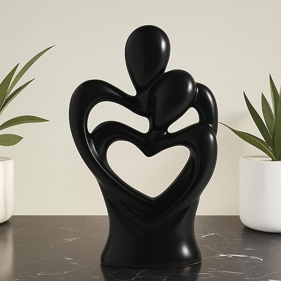 Ceramic Heart Shape Romantic Couple Statue