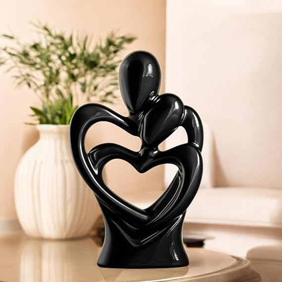 Ceramic Heart Shape Romantic Couple Statue