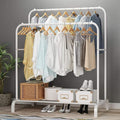 Heavy-Duty Double Pole Garment Rack with Bottom Shelf