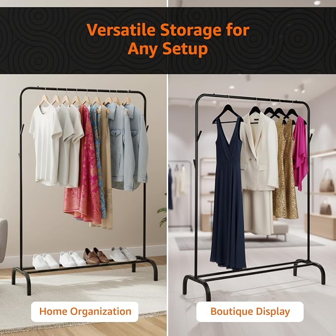 Metal Clothes Rack Stand with Bottom Shoe Shelf