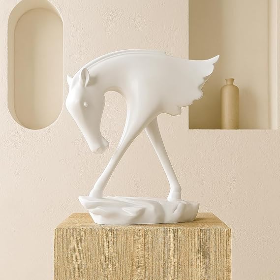 Elegant White Horse Artefact for Home and Office Décor