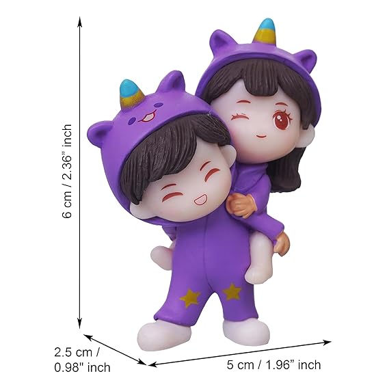 Gift for Girlfriend Boyfriend Purple Resin Miniature Cute Couple Statue
